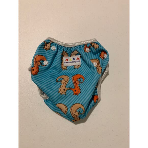 Alva Baby Adjustable Diaper Seahorse Novelty Print Swim Diaper Reusable Bright - Picture 2 of 6